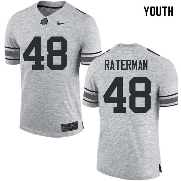 Ohio State Buckeyes Clay Raterman Youth #48 Gray Authentic Stitched College Football Jersey